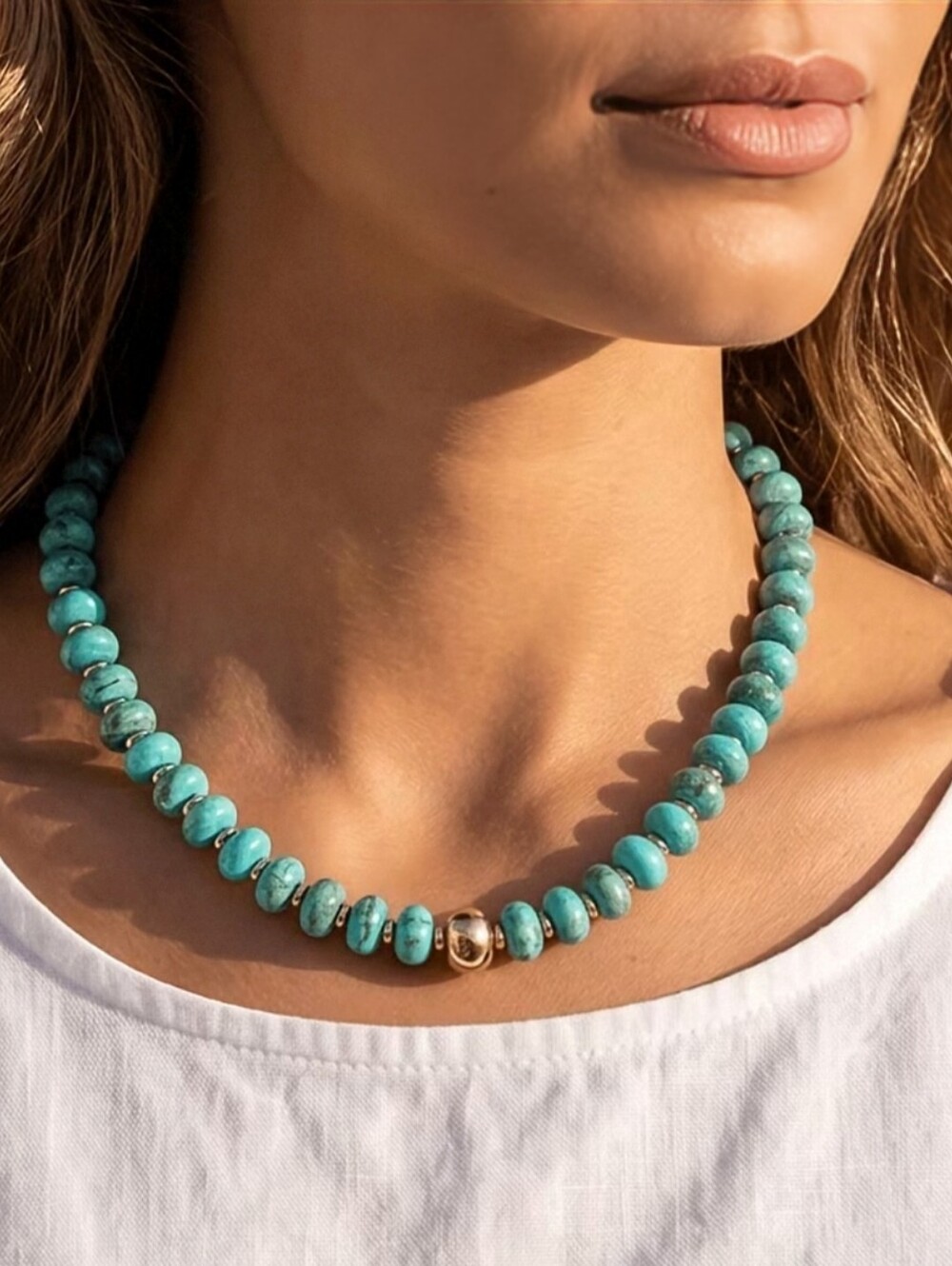 NWT* Turquoise, Gold Beaded Necklace *NEW